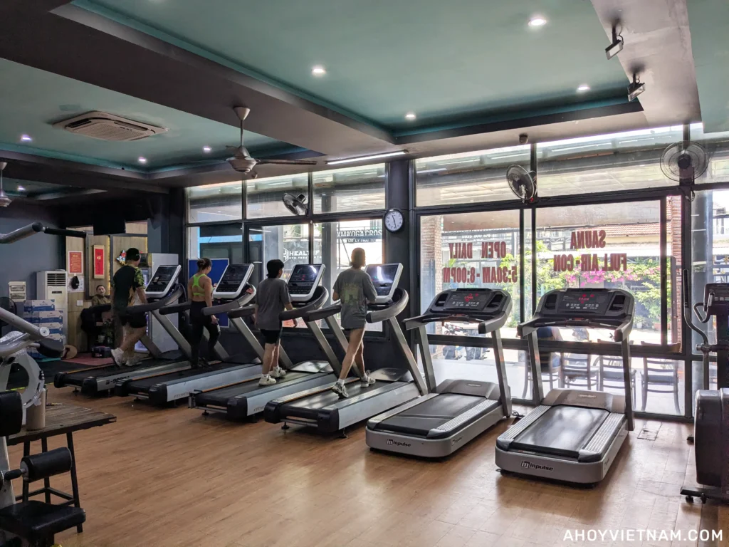 Treadmills inside Superfit Gym in Hoi An