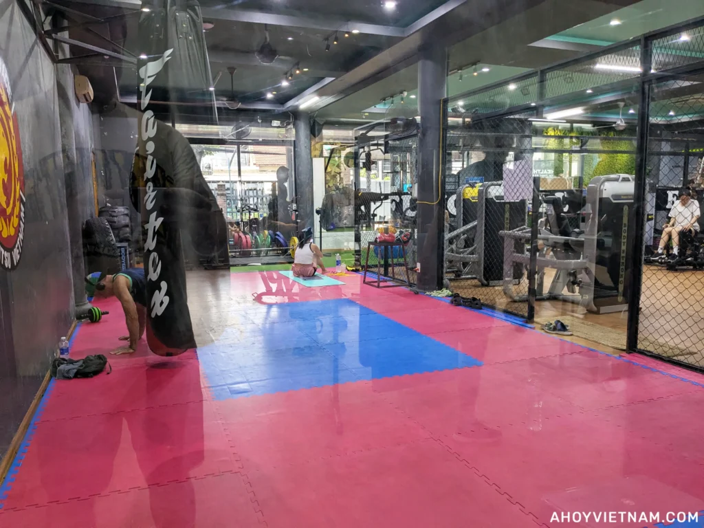 A small MMA training area inside Superfit Gym in Hoi An
